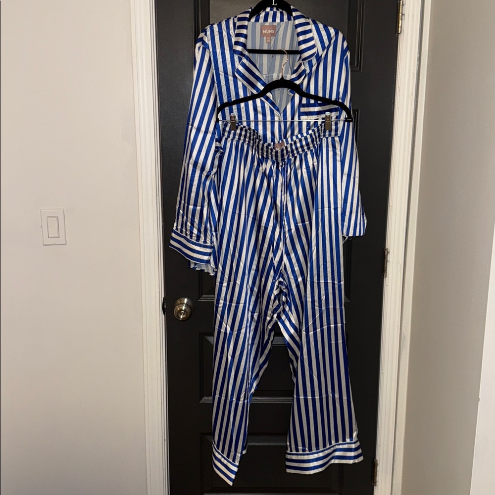 Show Me Your MuMu Blue and White Striped PJ set